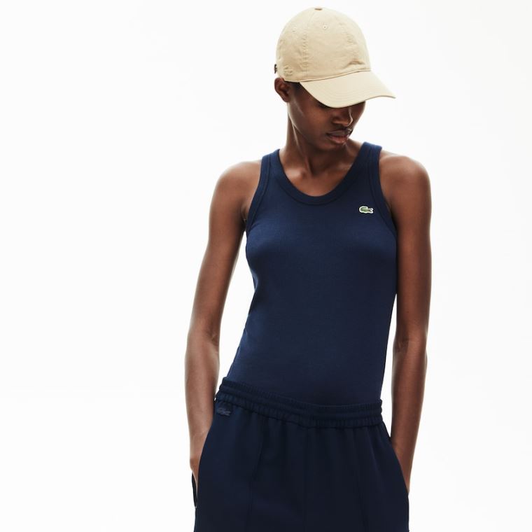 Lacoste Ujjatlan Scoopneck Top Sötétkék Kék | 99jmogcc