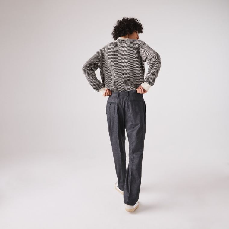 Lacoste Virgin Wool And Cashmere Blend Pleated Chino Pants Szürke Szürke | olqB3yxY