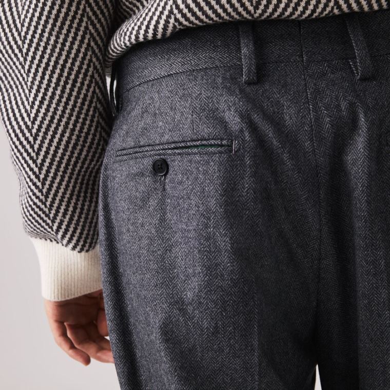 Lacoste Virgin Wool And Cashmere Blend Pleated Chino Pants Szürke Szürke | olqB3yxY