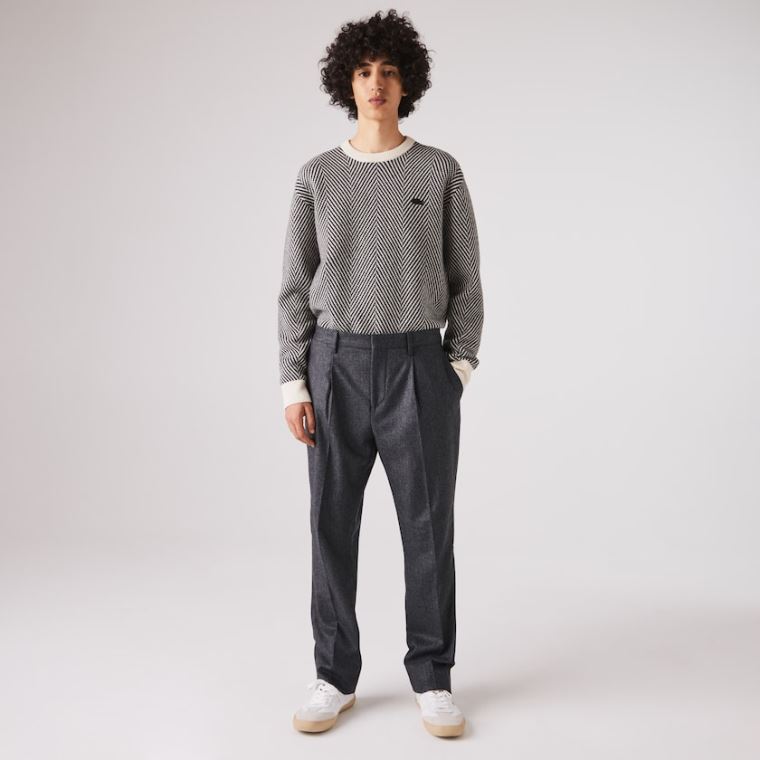 Lacoste Virgin Wool And Cashmere Blend Pleated Chino Pants Szürke Szürke | olqB3yxY