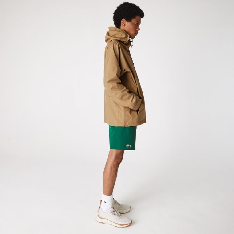 Lacoste Vizi-Resistant Csuklyás Windbreaker Bézs | IB5MYAqy