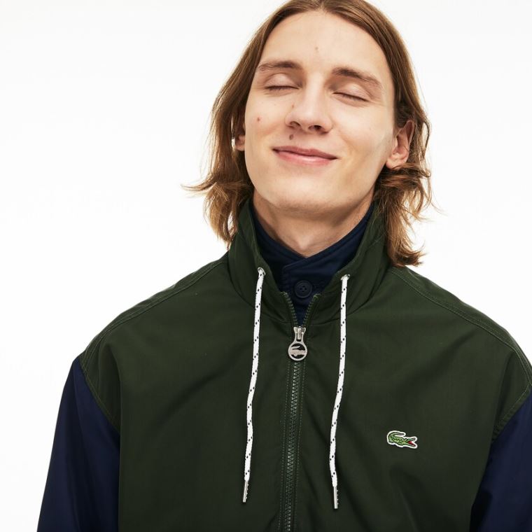 Lacoste Vizi-Resistant Full-Zip Jacket Fehér Khaki Zöld Sötétkék Kék | ROUiVday