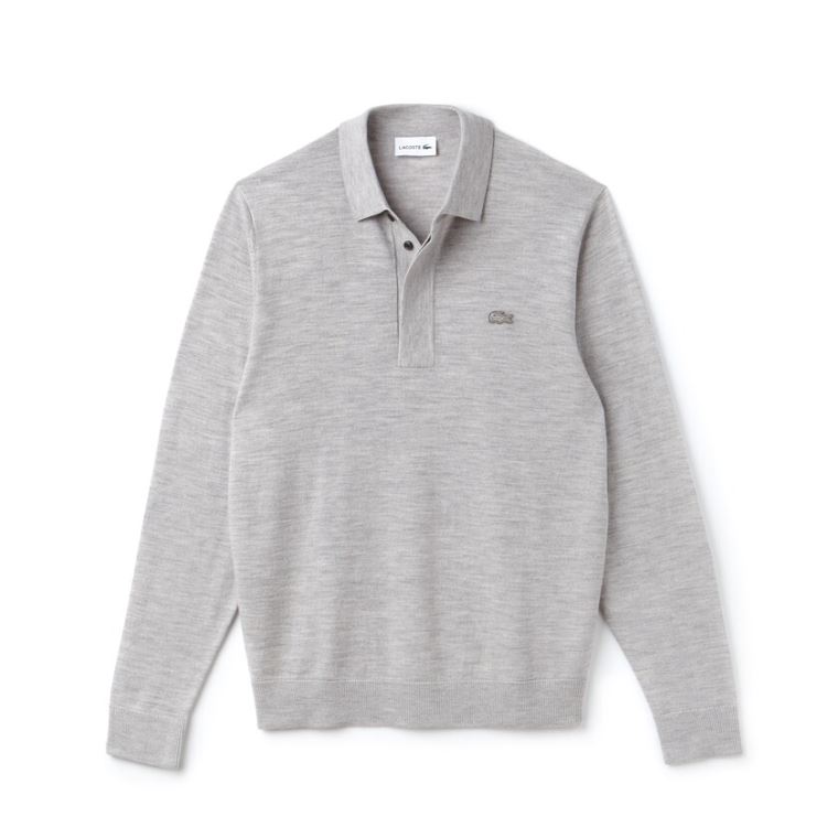 Lacoste Wool Jersey Pulóver Szürke | qV90DWN2