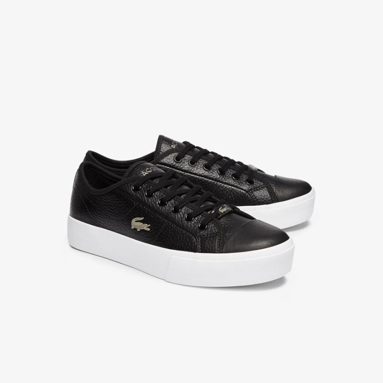 Lacoste Ziane Plus Grand Bőr Sneakers Fekete Fehér | VY6Trtny