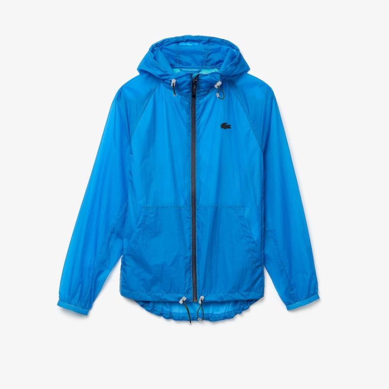 Lacoste Zippered Könnyű Transparent Csuklyás Windbreaker Kék Sötétkék Kék | wUhxEEkO