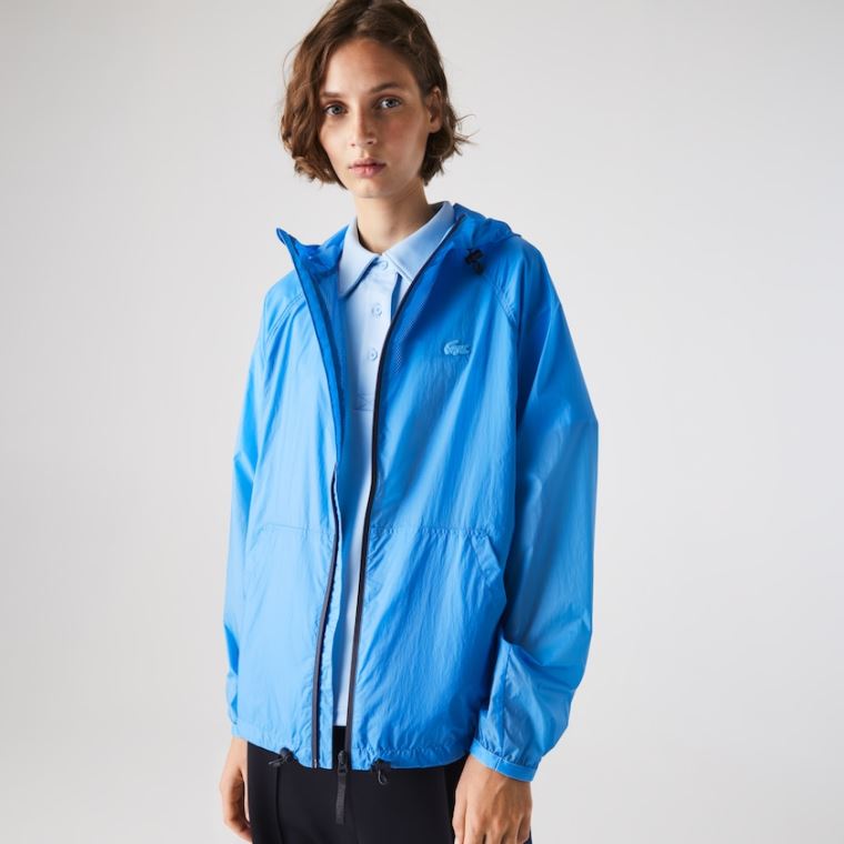 Lacoste Zippered Könnyű Transparent Csuklyás Windbreaker Kék Sötétkék Kék | wUhxEEkO