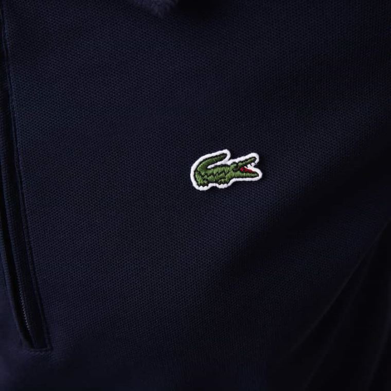 Lacoste Zippered Rövid Stretch Pamut Piqué Polo Ruha Sötétkék Kék Fehér | 3pG7cVtn