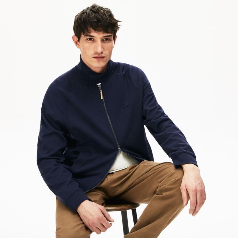 Lacoste Zippered Solid Sweatshirt Sötétkék Kék Khaki Zöld | HblZdhZh