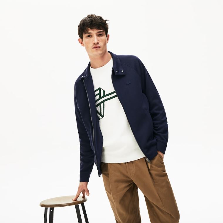 Lacoste Zippered Solid Sweatshirt Sötétkék Kék Khaki Zöld | HblZdhZh