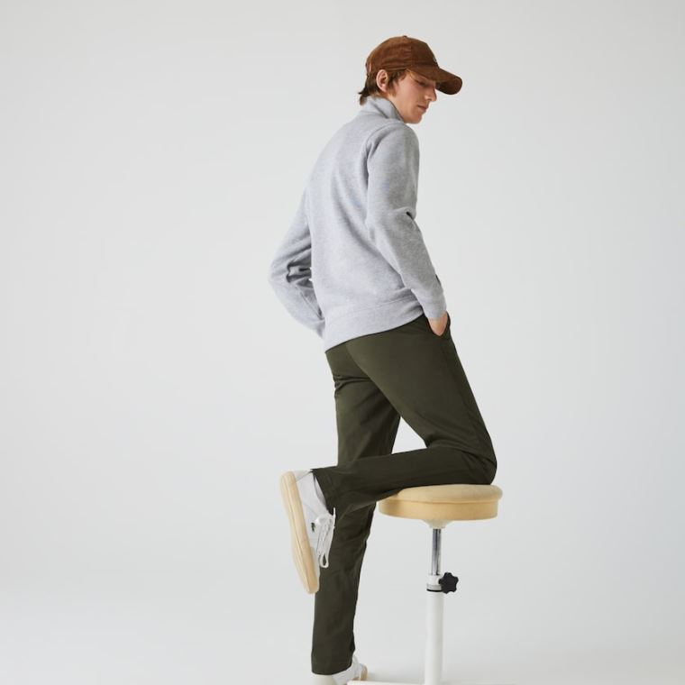 Lacoste Zippered Stand-Up Collar Pamut Sweatshirt Szürke | Q2V5FAEo