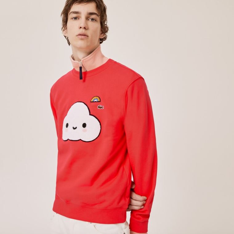 Lacoste x FriendsWithYou Print Sweatshirt Piros | reU7WkbB