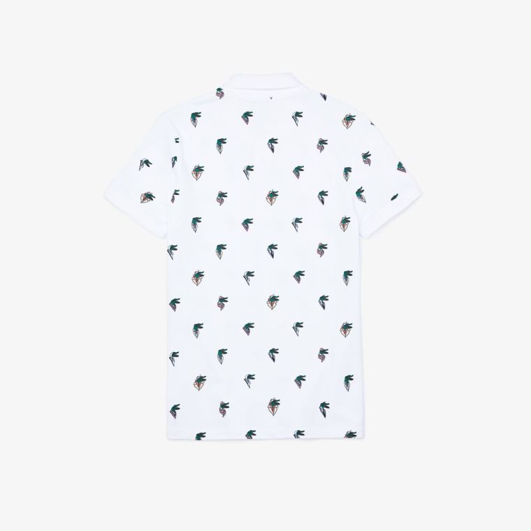 Lacoste x Jean-Michel Tixier Print Regular Fit Polo Shirt Fehér Sárga | MyoiQrmJ