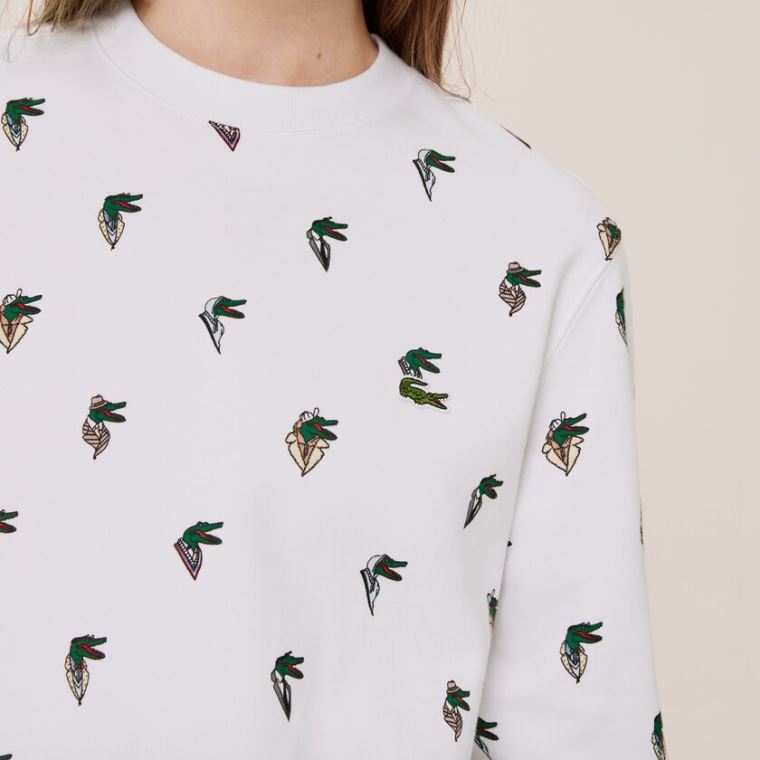 Lacoste x Jean-Michel Tixier Print Sweatshirt Fehér | avUVN62q