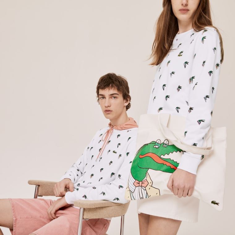 Lacoste x Jean-Michel Tixier Print Sweatshirt Fehér | avUVN62q