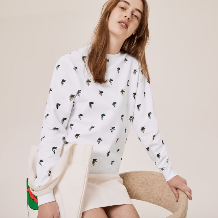 Lacoste x Jean-Michel Tixier Print Sweatshirt Fehér | pzVRgngw