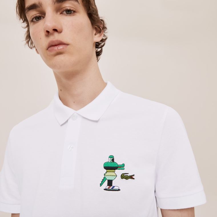 Lacoste x Jeremyville Design Classic Fit Polo Shirt Fehér | 1aEHt2h4