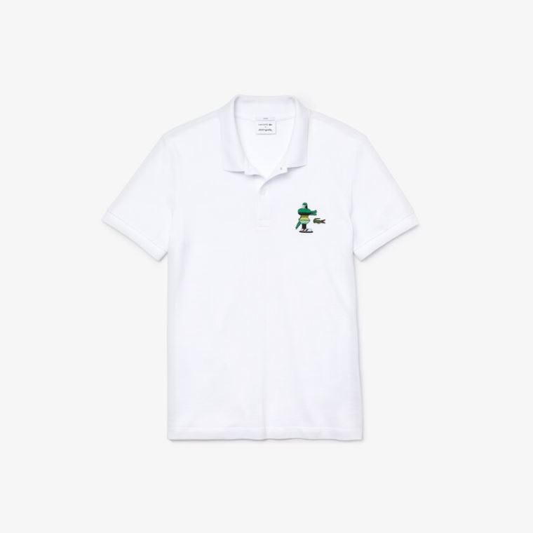 Lacoste x Jeremyville Design Classic Fit Polo Shirt Fehér | bPyqyIhC