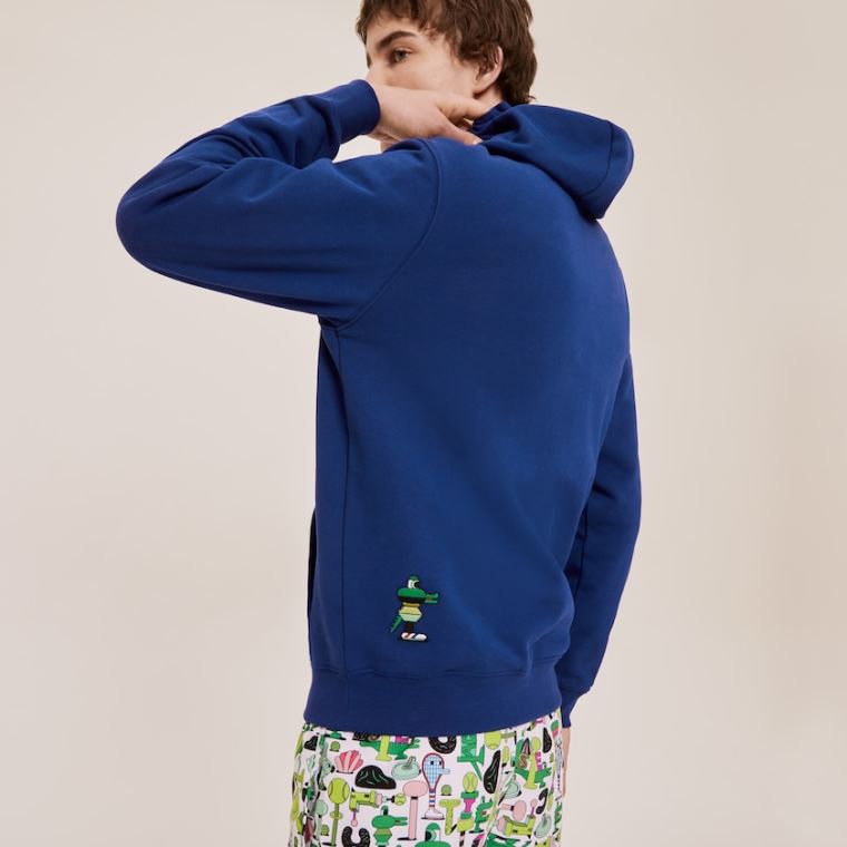 Lacoste x Jeremyville Print Csuklyás Sweatshirt Sötétkék Kék | eAOwkE8X