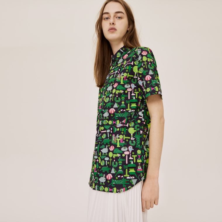 Lacoste x Jeremyville Regular Fit Pamut Shirt Sötétkék Kék Fehér | p7mgiQOx