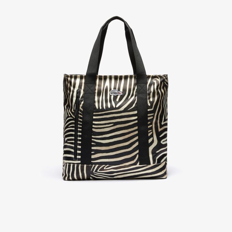 Lacoste x National Geographic Animal Print Shopper Fehér Fekete | 509rh879