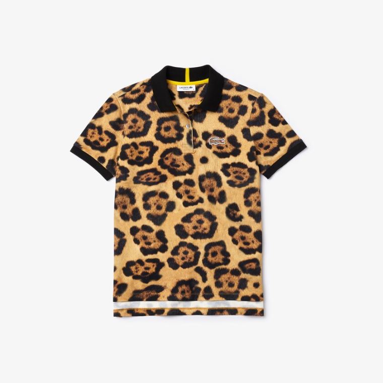 Lacoste x National Geographic Animal Print Piqué Polo Shirt Fehér | CiyDcsEG