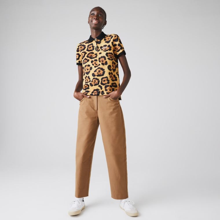 Lacoste x National Geographic Animal Print Piqué Polo Shirt Fehér | CiyDcsEG