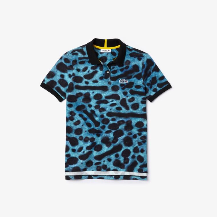 Lacoste x National Geographic Animal Print Piqué Polo Shirt Fehér | crYalUkn