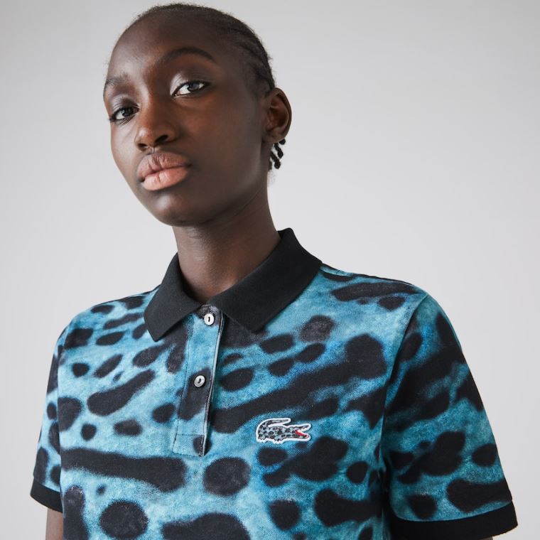 Lacoste x National Geographic Animal Print Piqué Polo Shirt Fehér | crYalUkn