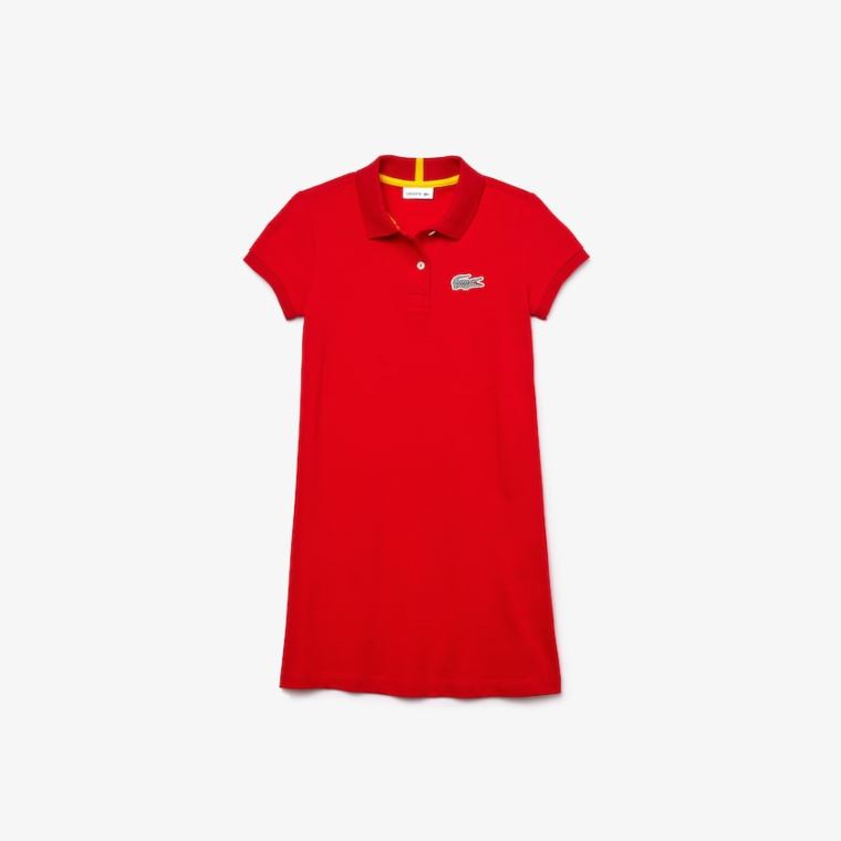 Lacoste x National Geographic Pamut Piqué Polo Shirt Ruha Piros Fehér | qa5MZFJg