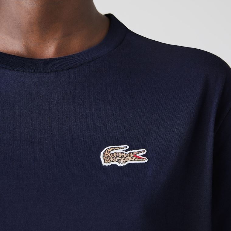 Lacoste x National Geographic Pamut T-shirt Sötétkék Kék Fehér | MmAdMZL6