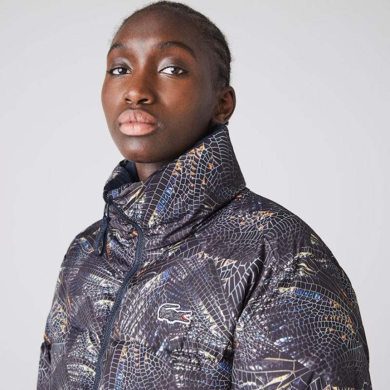 Lacoste x National Geographic Print Quilted Jacket Fehér Sötétkék Kék | 2Sh1qi4S