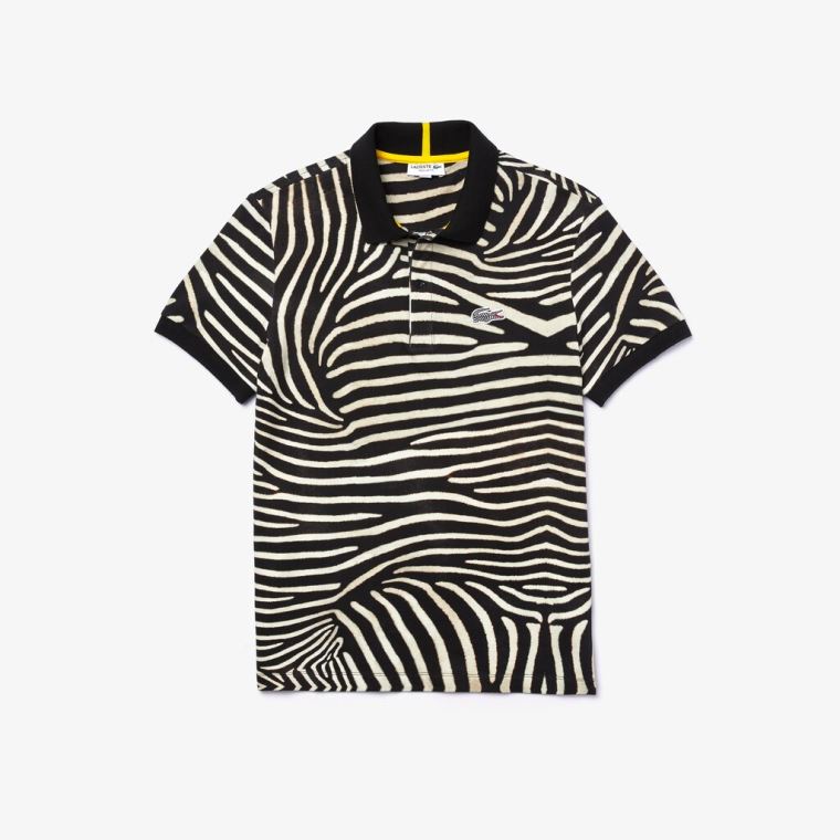 Lacoste x National Geographic Regular Fit Print Pamut Polo Shirt Narancssárga Sötétkék Kék | 1Xl21eW9