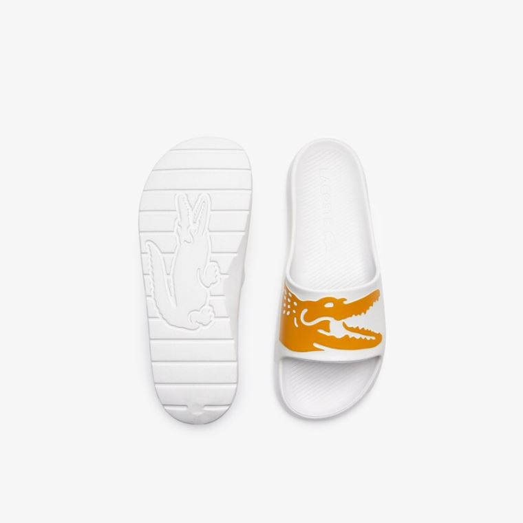 Lacoste x Ricky Regal Szintetikus Crocodile Slides Fehér Sárga | 06OrvGQL