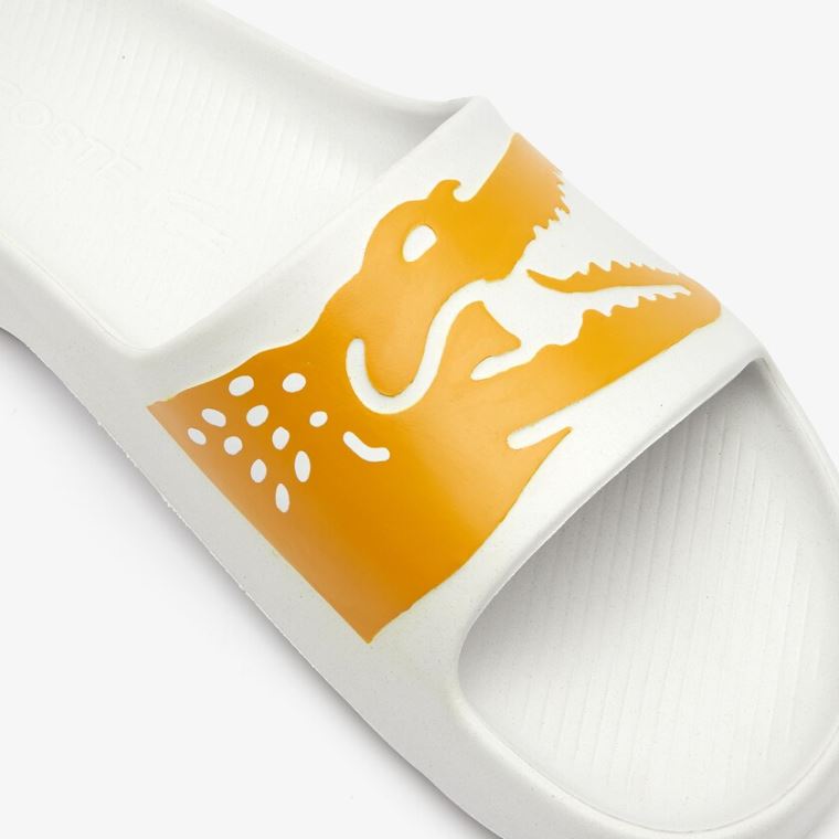 Lacoste x Ricky Regal Szintetikus Crocodile Slides Fehér Sárga | 06OrvGQL